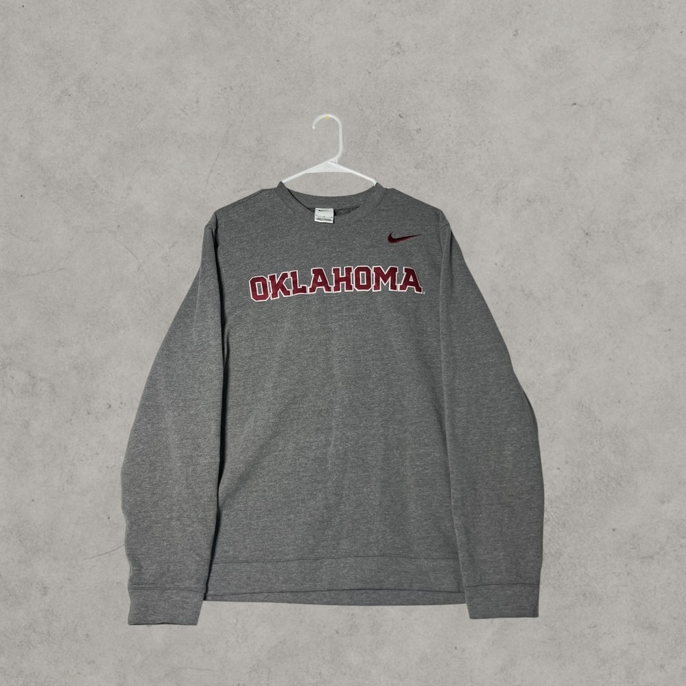 Nike Oklahoma Sooners Crewneck Sweatshirt Gray Crimson OU Pullover Mens Large